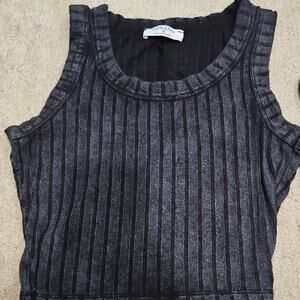 Zenana Ribbed Semi-Cropped Tank – Black, Small